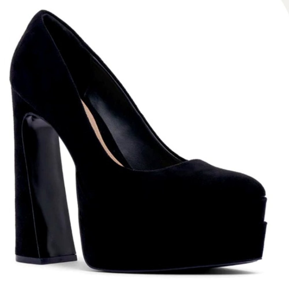 Fabulous D'Amelio Marlania Platform Pump - Black Lux Microsuede Size 9 - Picture 2 of 9